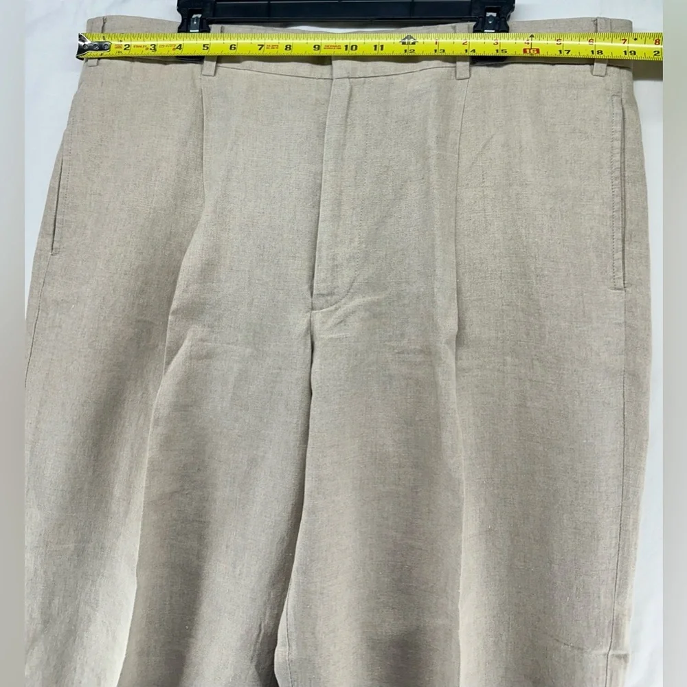 Eddie‎ Bauer Mens Linen Pants 38 Pleated Beige Tan